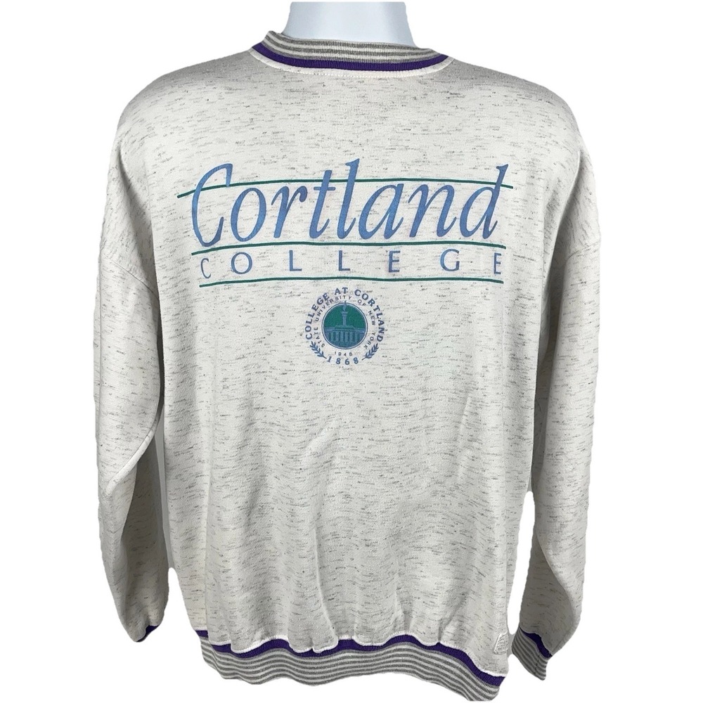 Vintage 90s Gear For Sports Size XL Cortland‎ College Sweatshirt Gray Heather